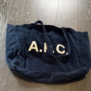 A.P.C. Dark Blue Corduroy Tote